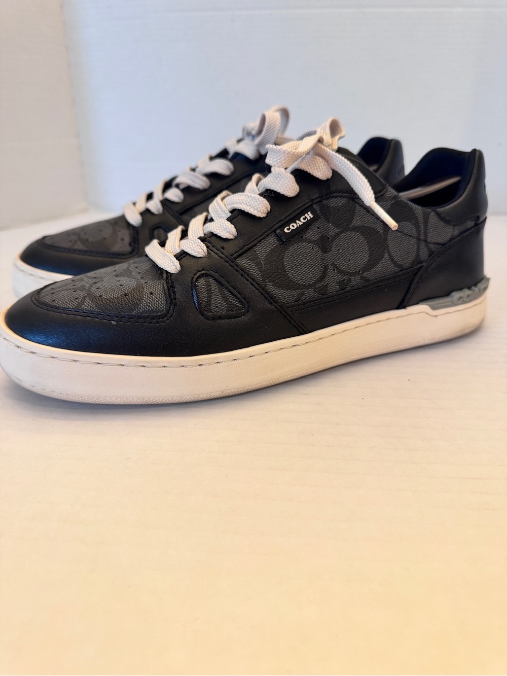 Coach Clip Court Sneaker Signature Black Monogram Print Men's Size 9D C8965 - Picture 2 of 15